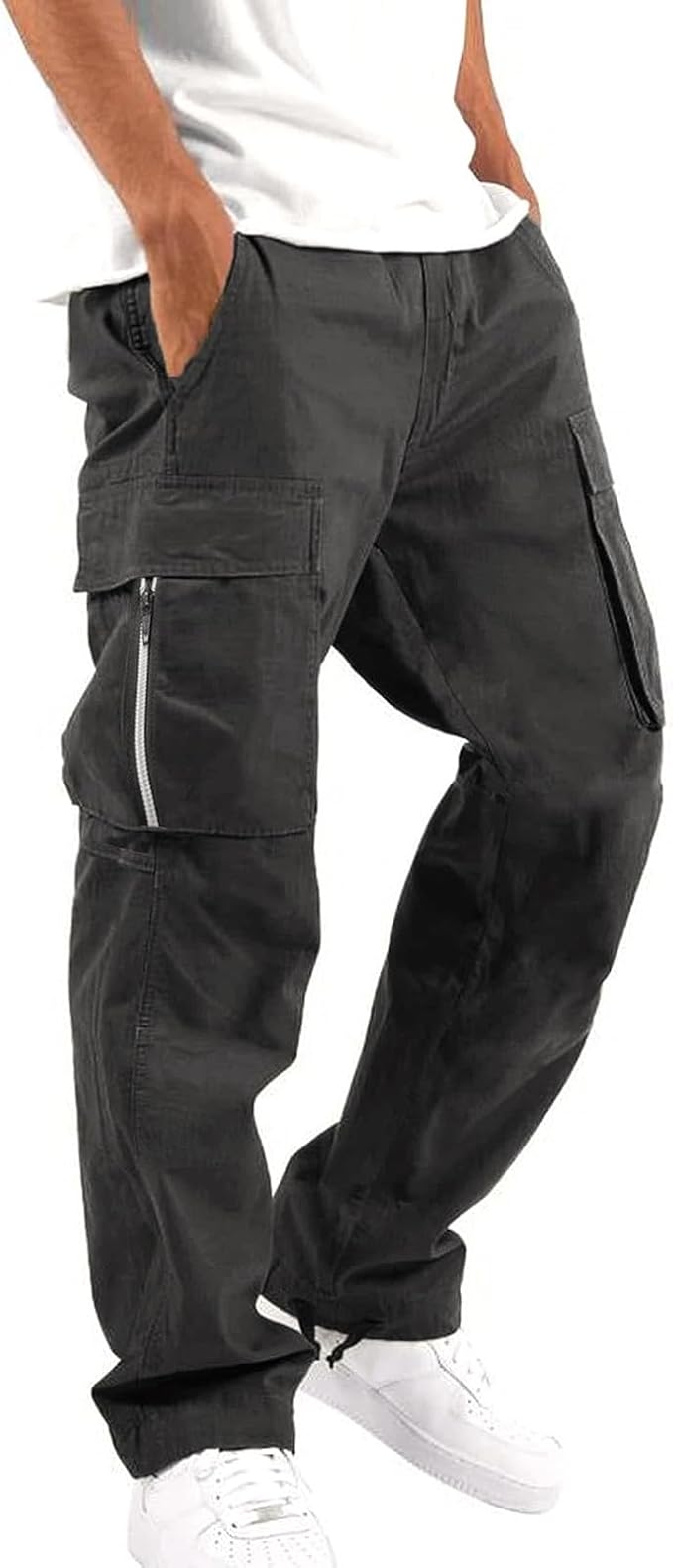 Cargo pour hommes - Pantalon décontracté coupe régulière avec poches, pantalon de travail confortable