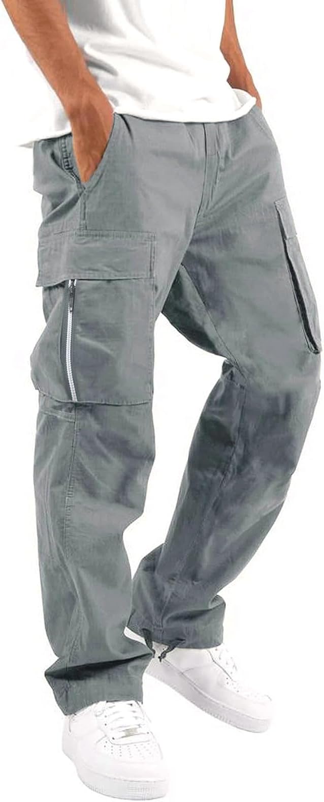 Cargo pour hommes - Pantalon décontracté coupe régulière avec poches, pantalon de travail confortable