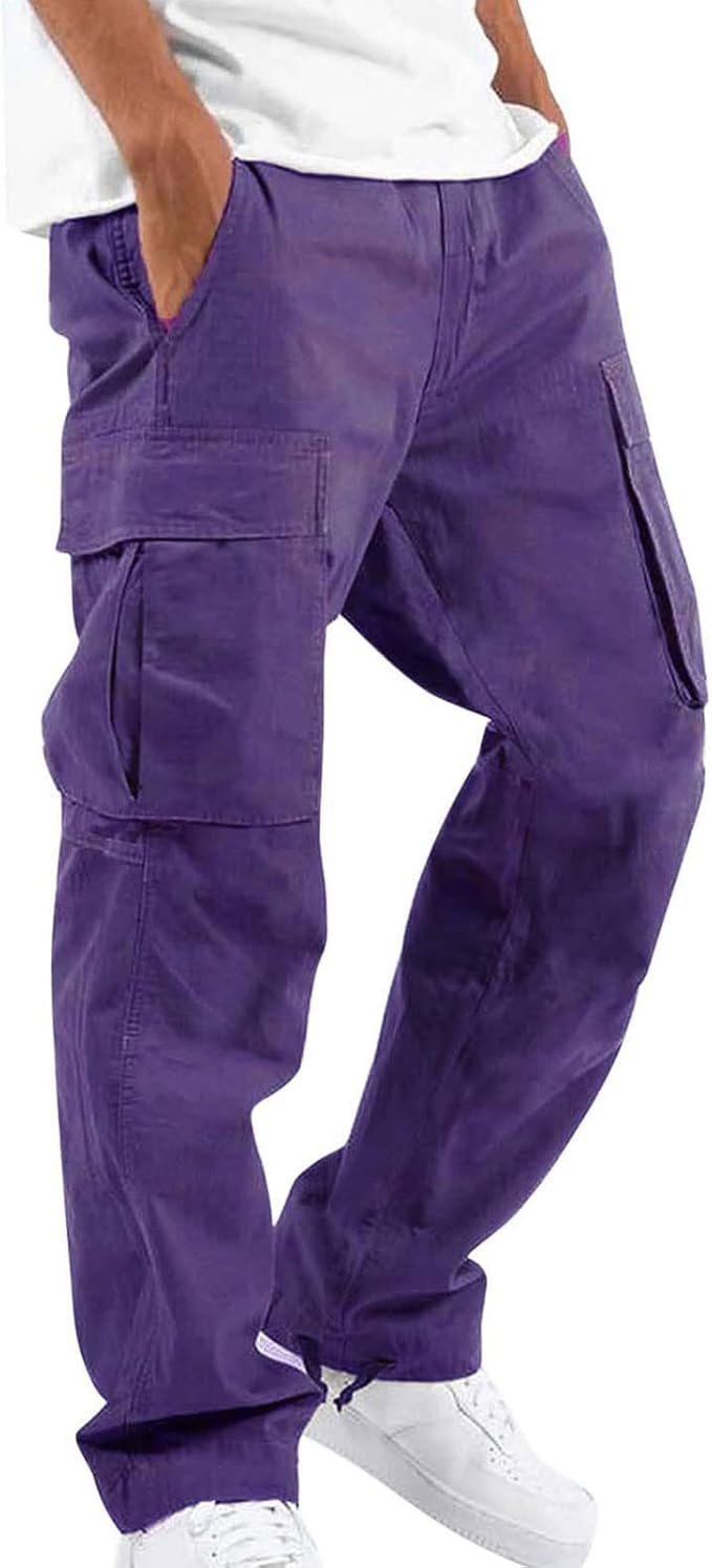 Cargo pour hommes - Pantalon décontracté coupe régulière avec poches, pantalon de travail confortable