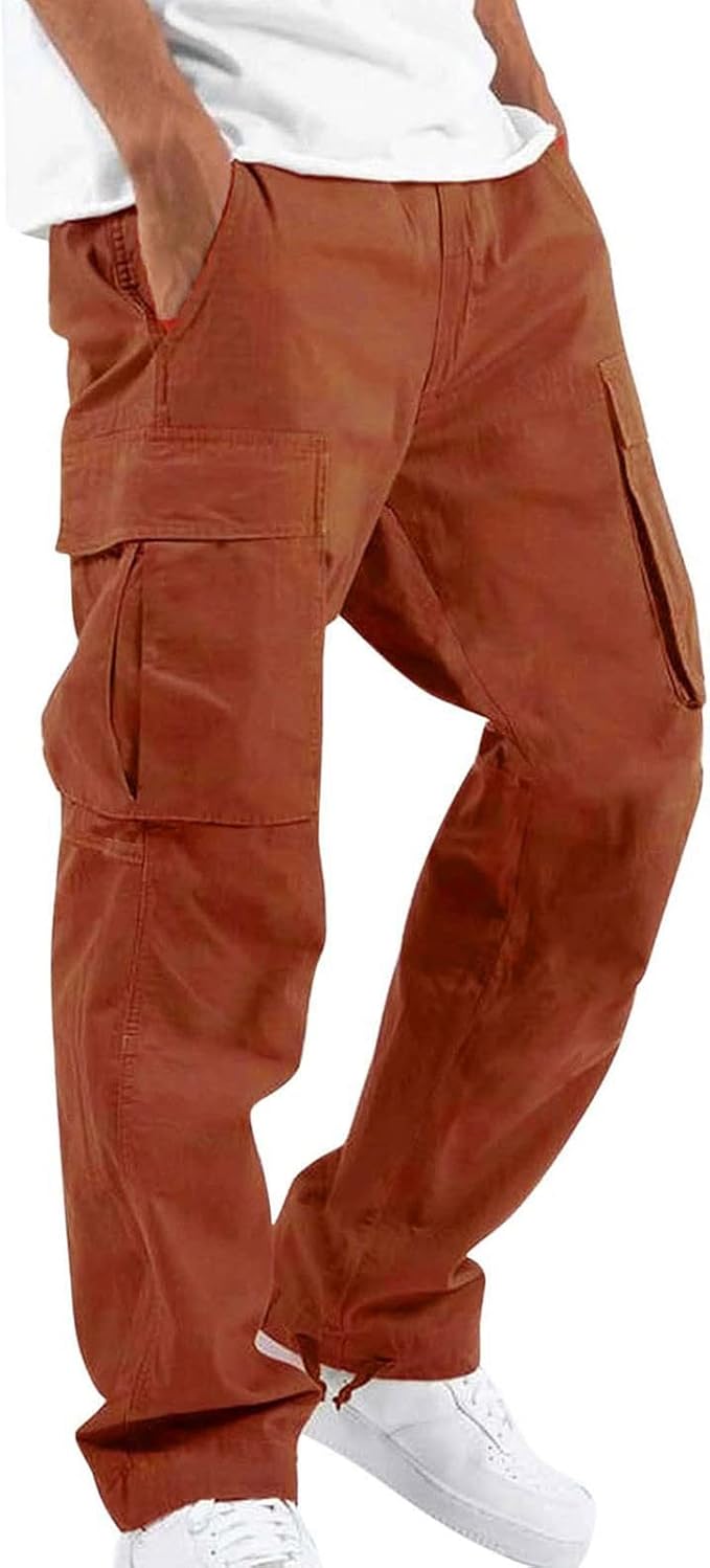 Cargo pour hommes - Pantalon décontracté coupe régulière avec poches, pantalon de travail confortable