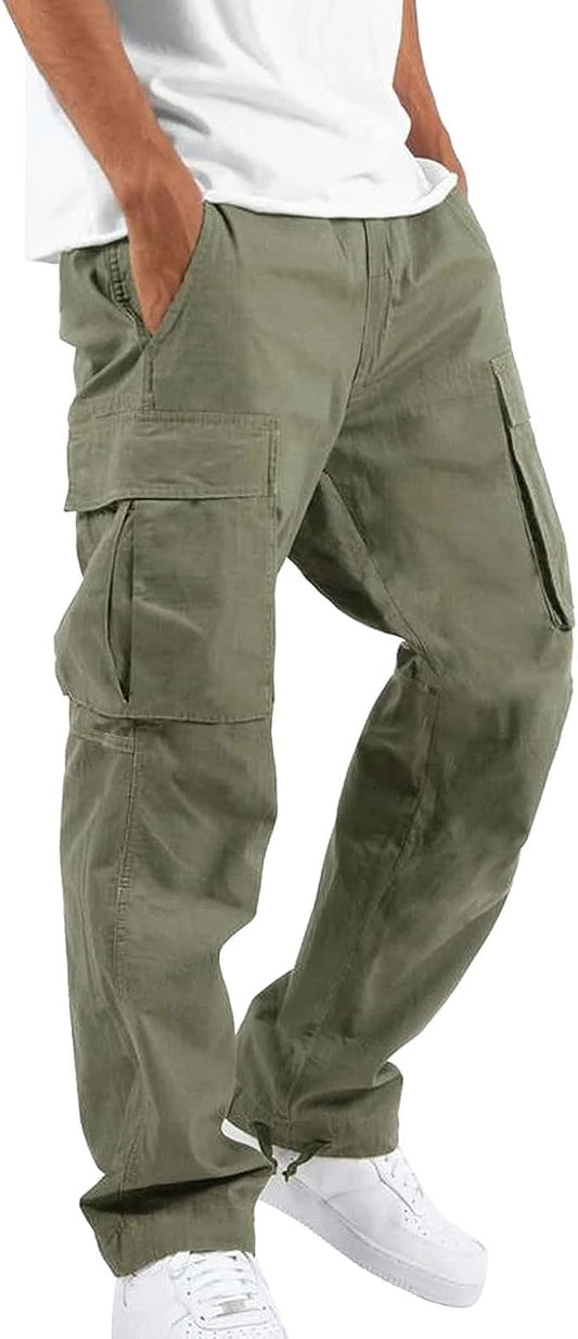 Cargo pour hommes - Pantalon décontracté coupe régulière avec poches, pantalon de travail confortable